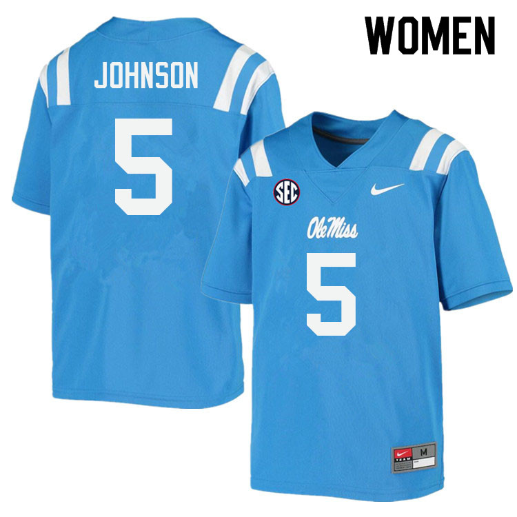 Women #5 Tysheem Johnson Ole Miss Rebels College Football Jerseys Sale-Power Blue